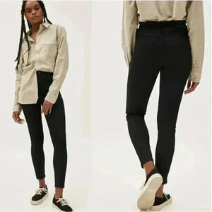 Everlane Black High Rise Skinny Jeans Authentic Stretch Ankle Cropped Size 28